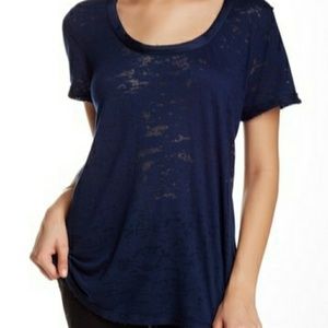 Anthro | Distressed Burnout Scoop Neck Tee XS